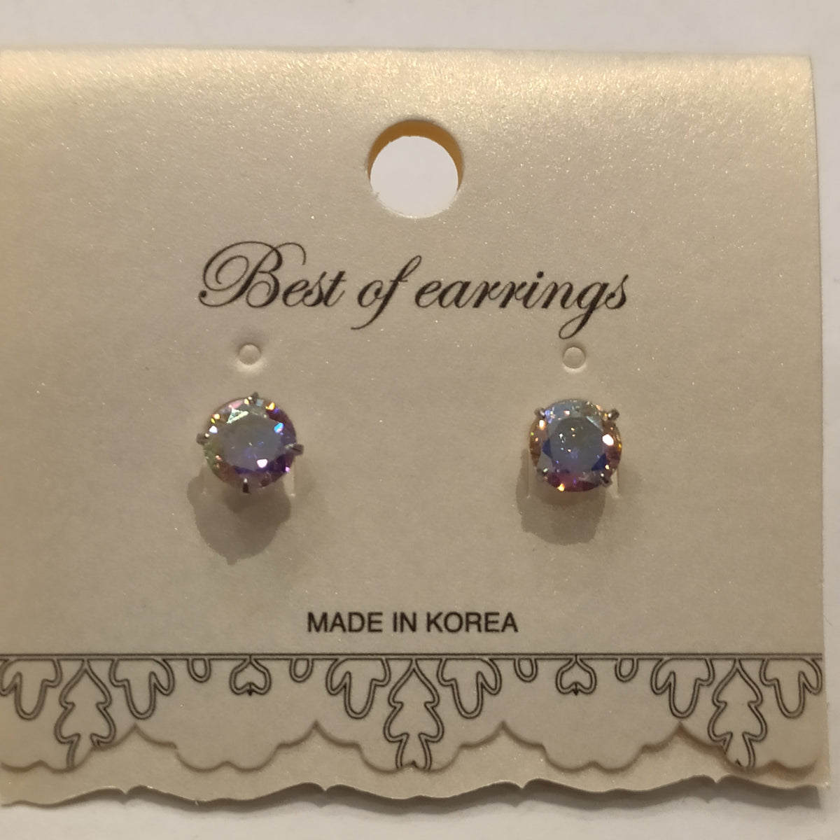 Classic 6mm Round Crystal Gem Stud Earrings